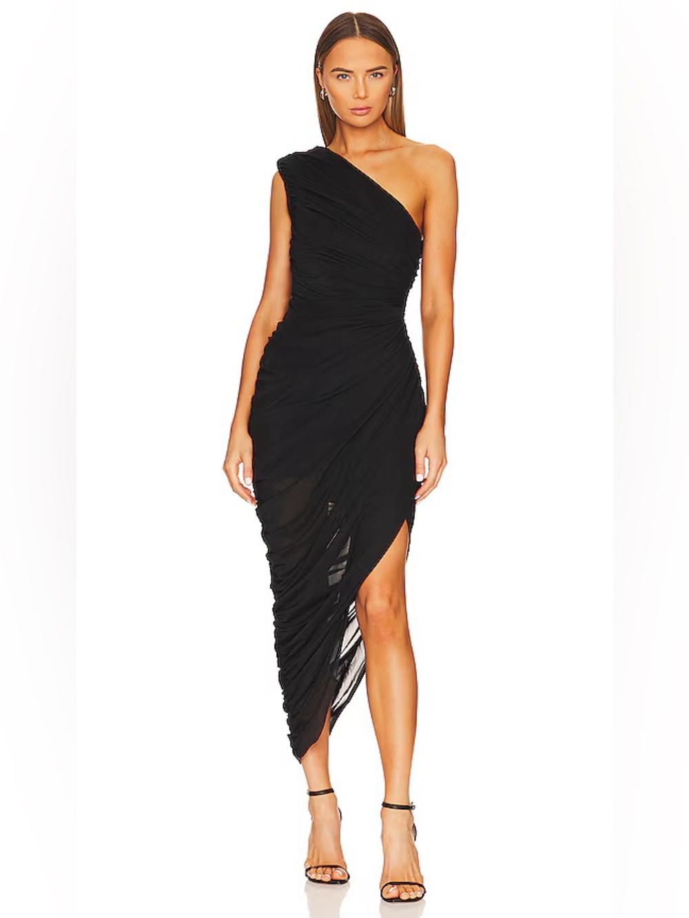 ELLIATT Genie Dress in Black One Shoulder Midi